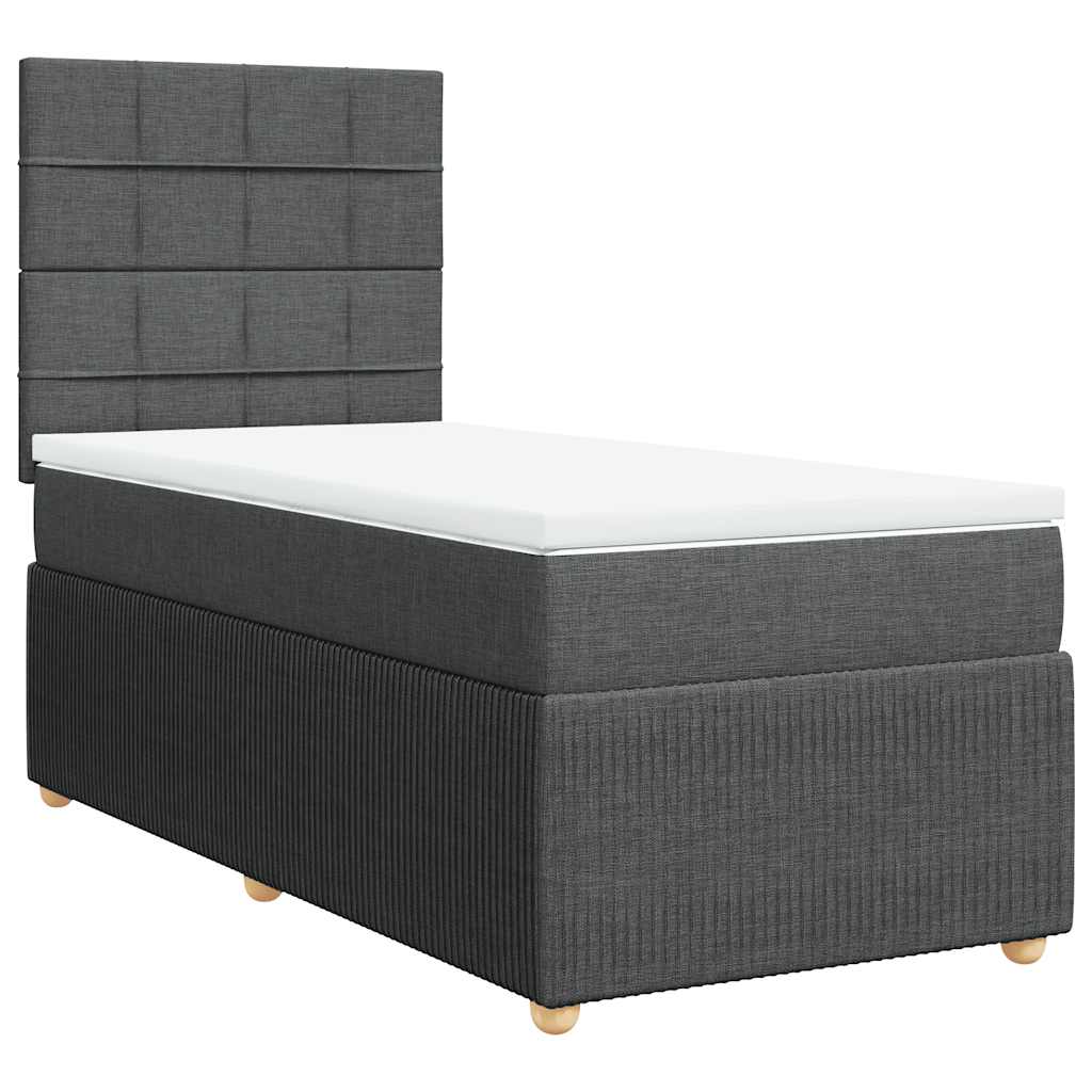 vidaXL Boxspring met matras stof donkergrijs 90x190 cm afbeelding