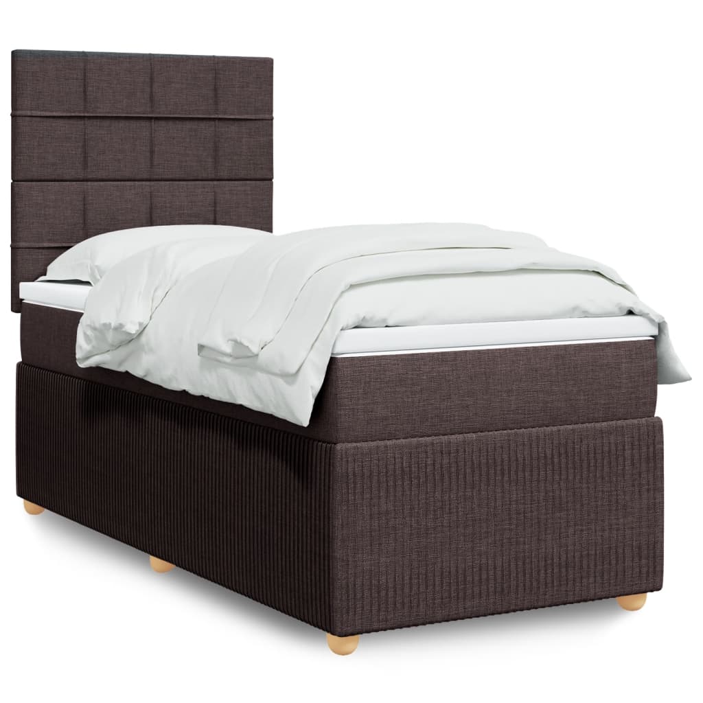 Boxspringbett mit Matratze Dunkelbraun 90×190 cm Stoff