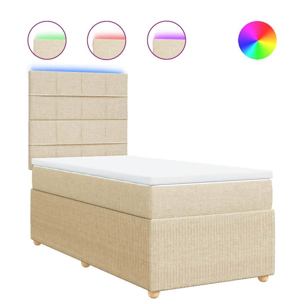 vidaXL Box spring postel s matrací krémová 90x190 cm textil