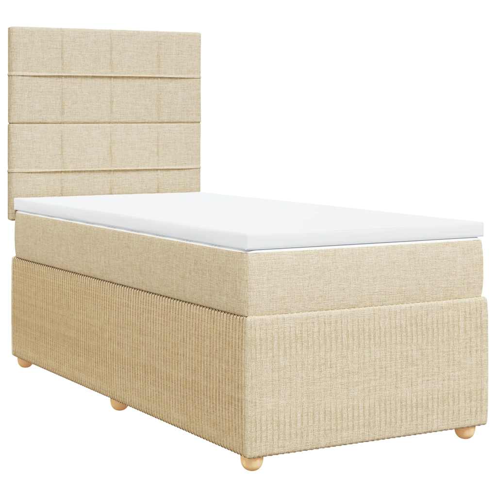 vidaXL Boxspring met matras stof crèmekleurig 90x190 cm afbeelding