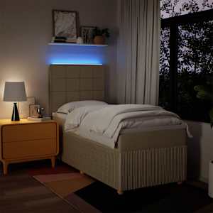 Box spring postel s matrací krémová 90x190 cm textil - obrázek 4