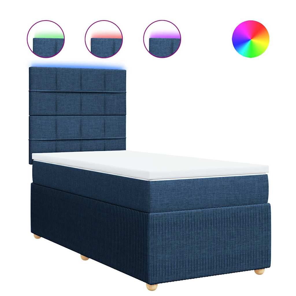 Thumbnail - vidaXL Boxspringbett mit Matratze Blau 90x190 cm Stoff