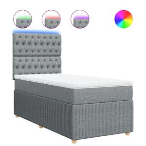 Box spring postel s matrací světle šedá 90x190 cm textil - obrázek 2