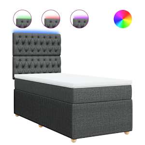Box spring postel s matrací tmavě šedá 90x190 cm textil - obrázek 2