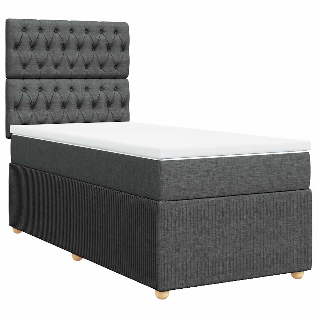 vidaXL Boxspring met matras stof donkergrijs 90x190 cm afbeelding