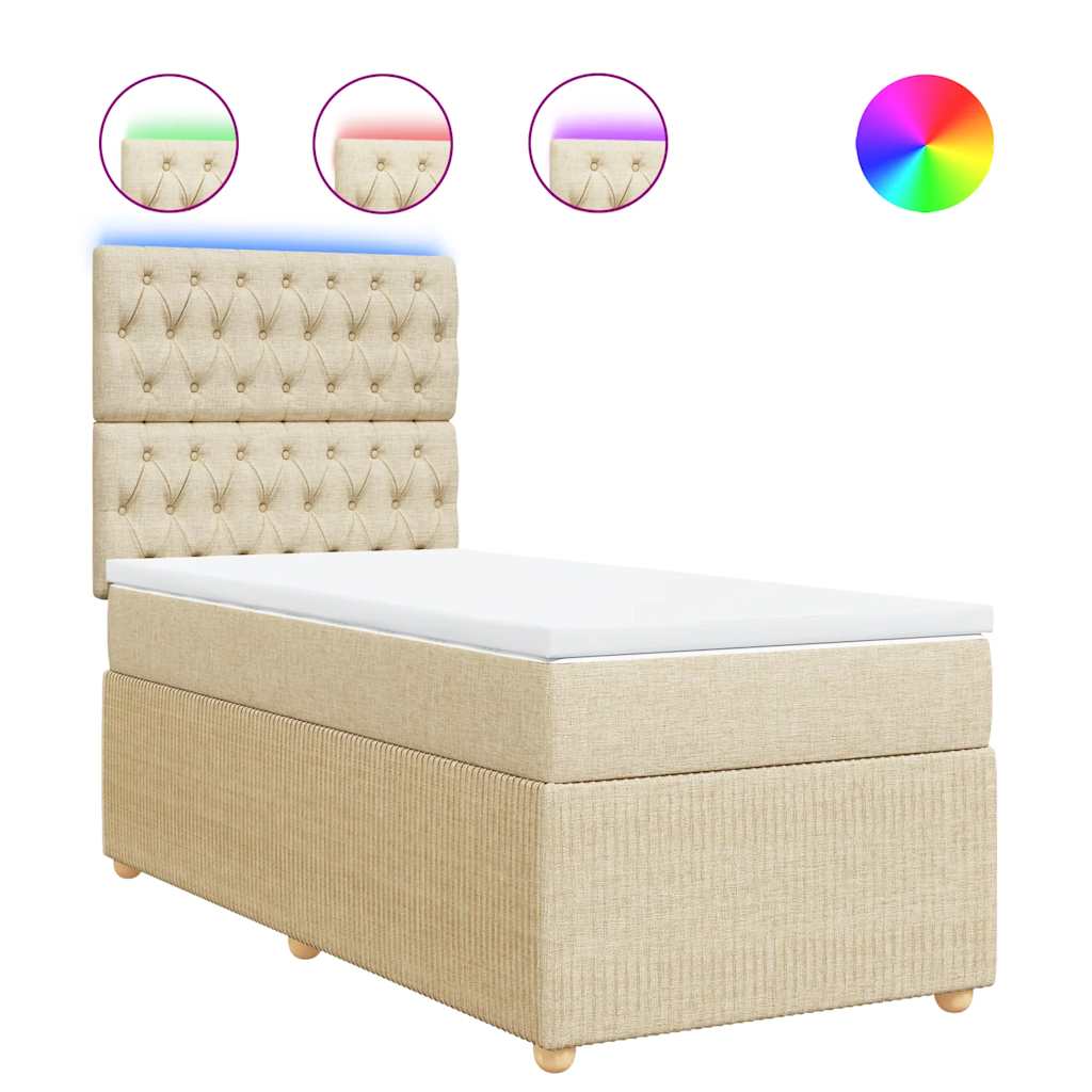 vidaXL Box spring postel s matrací krémová 90x190 cm textil