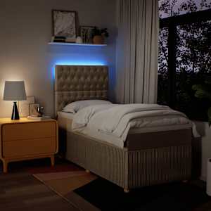 Box spring postel s matrací krémová 90x190 cm textil - obrázek 5