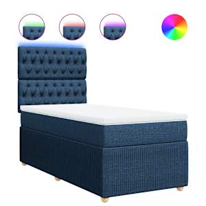 Box spring postel s matrací modrá 90x190 cm textil - obrázek 2