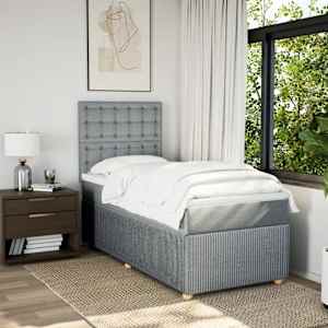 Box spring postel s matrací světle šedá 90x190 cm textil - obrázek 5