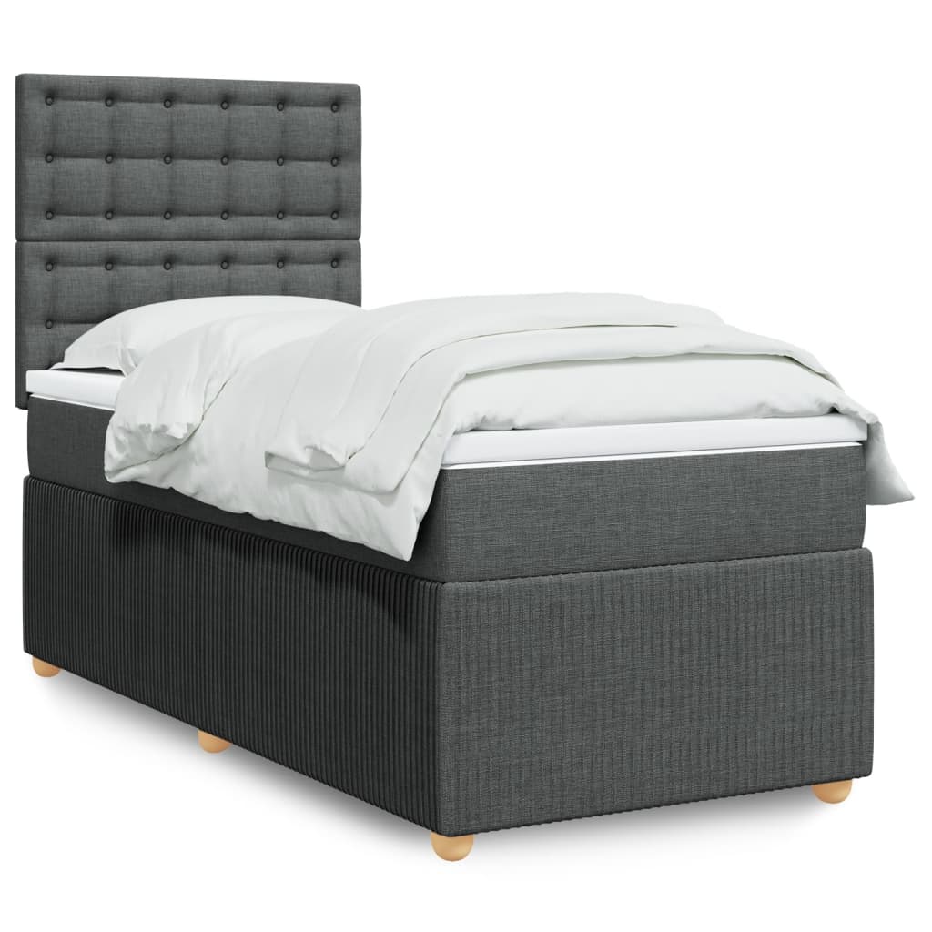 Boxspringbett mit Matratze Dunkelgrau 90×190 cm Stoff