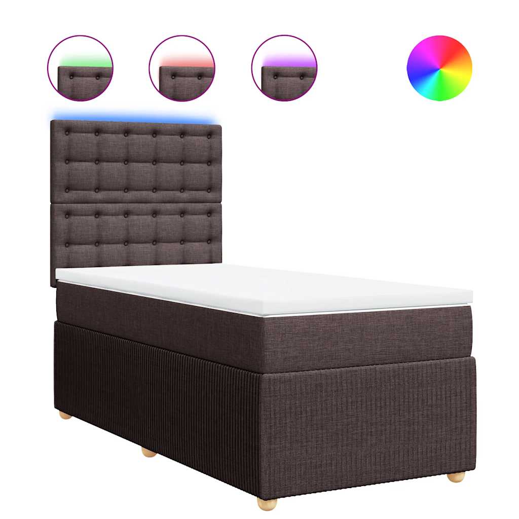 vidaXL Box spring postel s matrací tmavě hnědá 90x190 cm textil