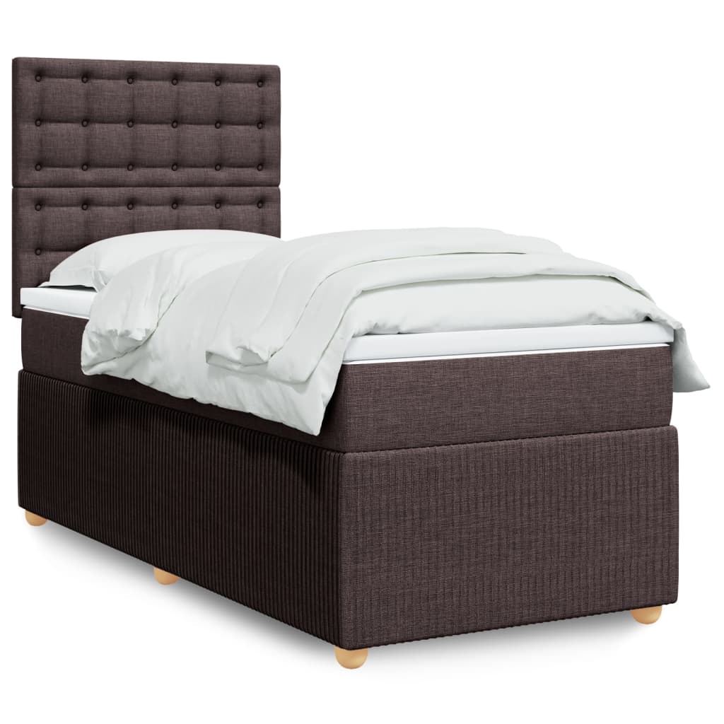 vidaXL Boxspringbett mit Matratze Dunkelbraun 90x190 cm Stoff