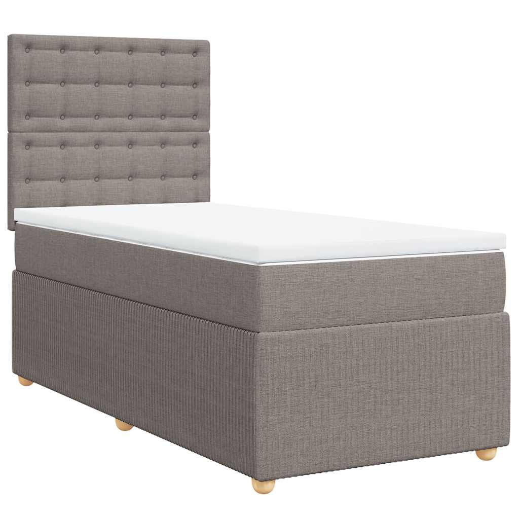 vidaXL Boxspring met matras stof taupe 90x190 cm afbeelding