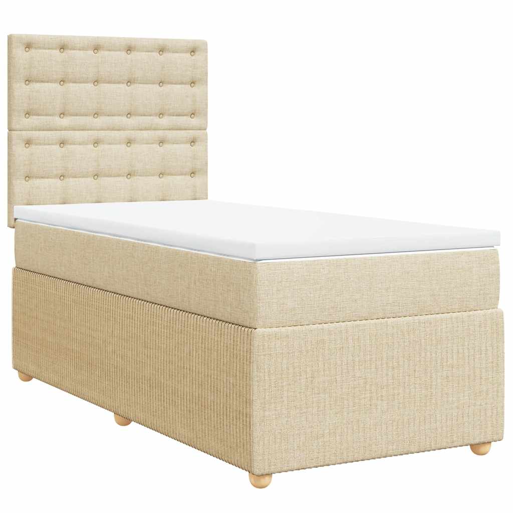 vidaXL Boxspring met matras stof crèmekleurig 90x190 cm afbeelding