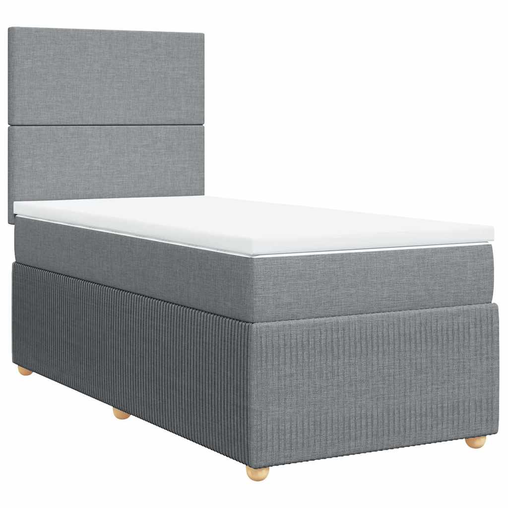 vidaXL Boxspring met matras stof lichtgrijs 90x200 cm afbeelding