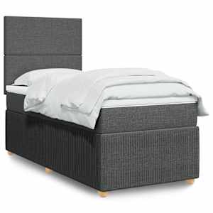 Box spring postelja z vzmetnico temno siva 90x200 cm blago