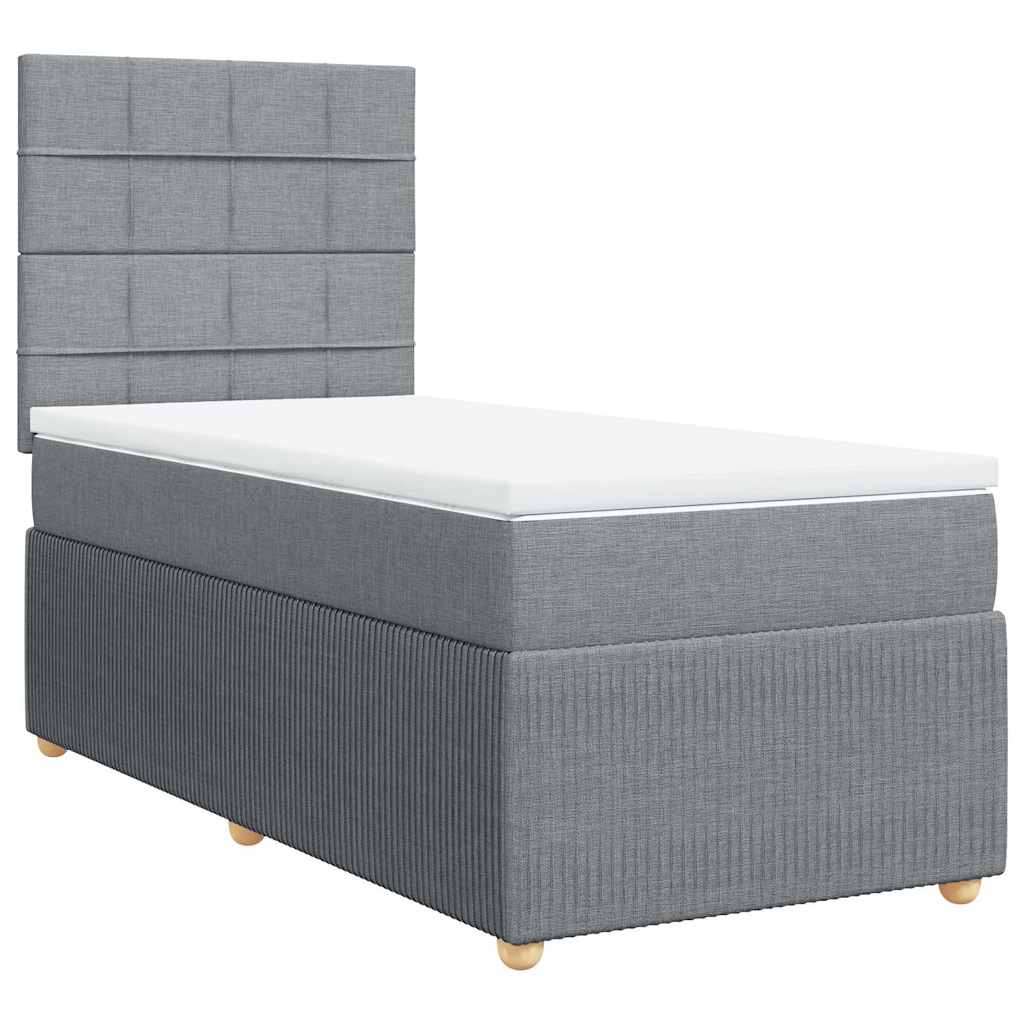 vidaXL Boxspring met matras stof lichtgrijs 90x200 cm afbeelding