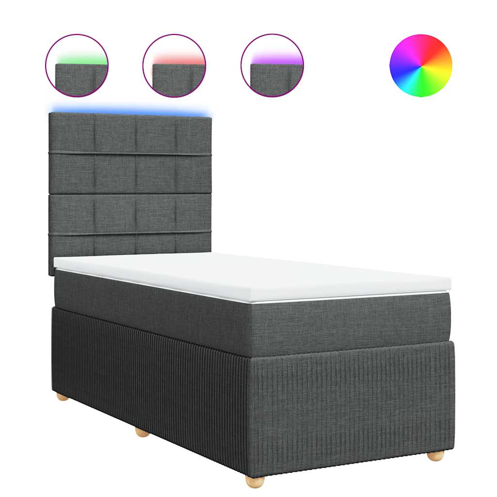 Thumbnail - vidaXL Boxspringbett mit Matratze Dunkelgrau 90x200 cm Stoff