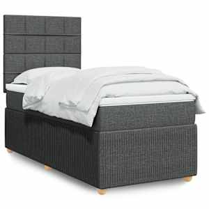 Box spring postelja z vzmetnico temno siva 90x200 cm blago