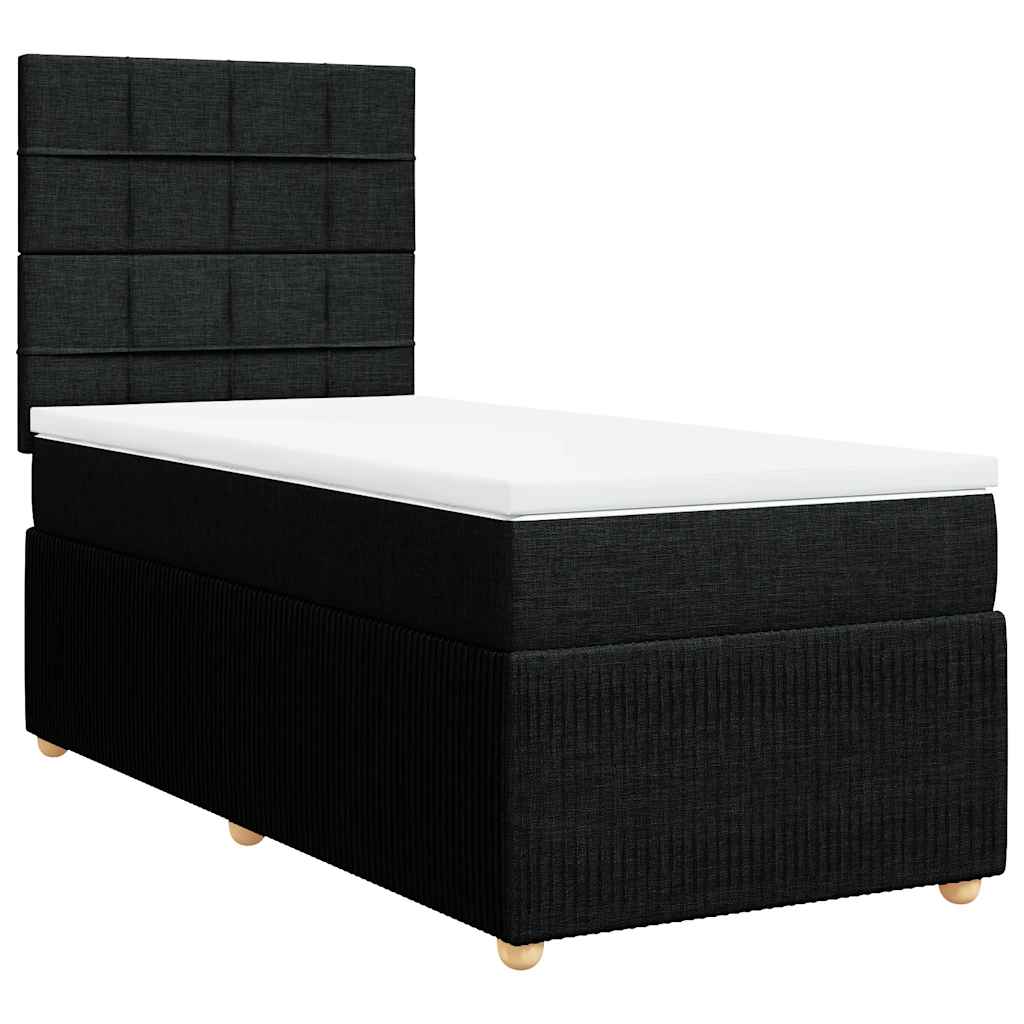 vidaXL Boxspring met matras stof zwart 90x200 cm afbeelding