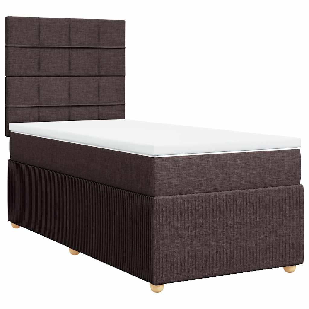 vidaXL Boxspring met matras stof donkerbruin 90x200 cm afbeelding