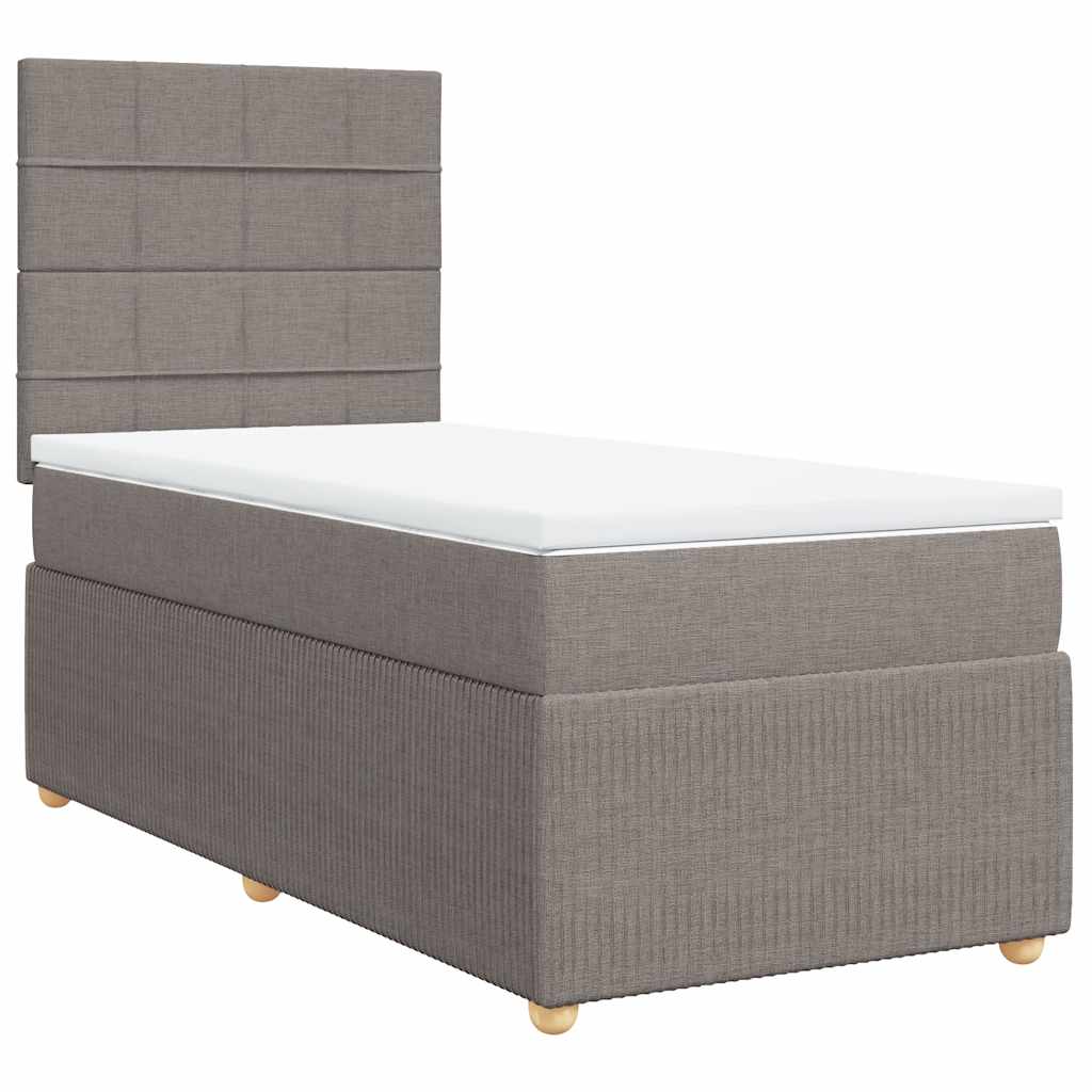 vidaXL Boxspring met matras stof taupe 90x200 cm afbeelding