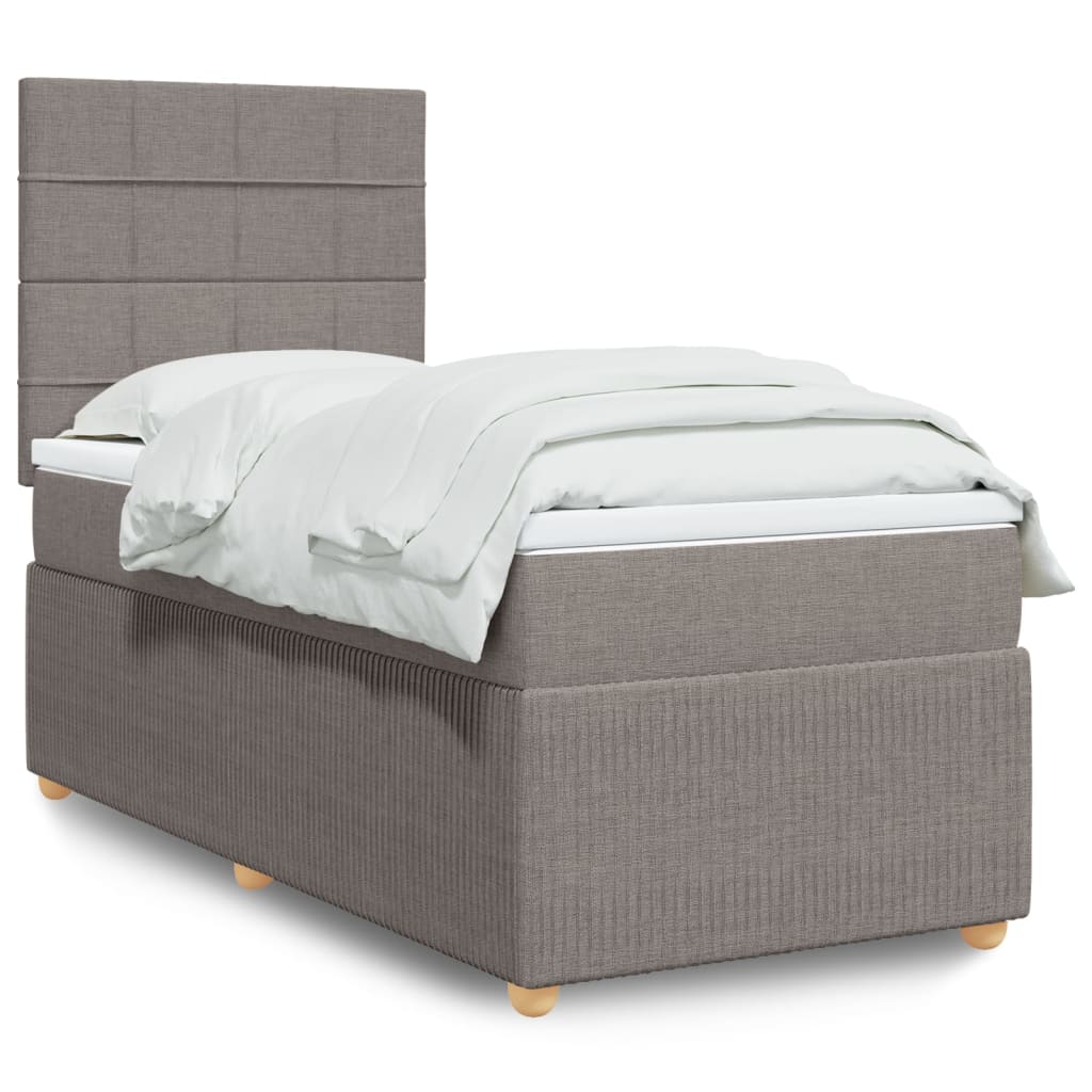 Boxspringbett mit Matratze Taupe 90×200 cm Stoff