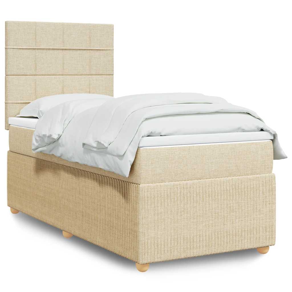 vidaXL Giroletto a Molle con Materasso Crema 90x200 cm inTessuto