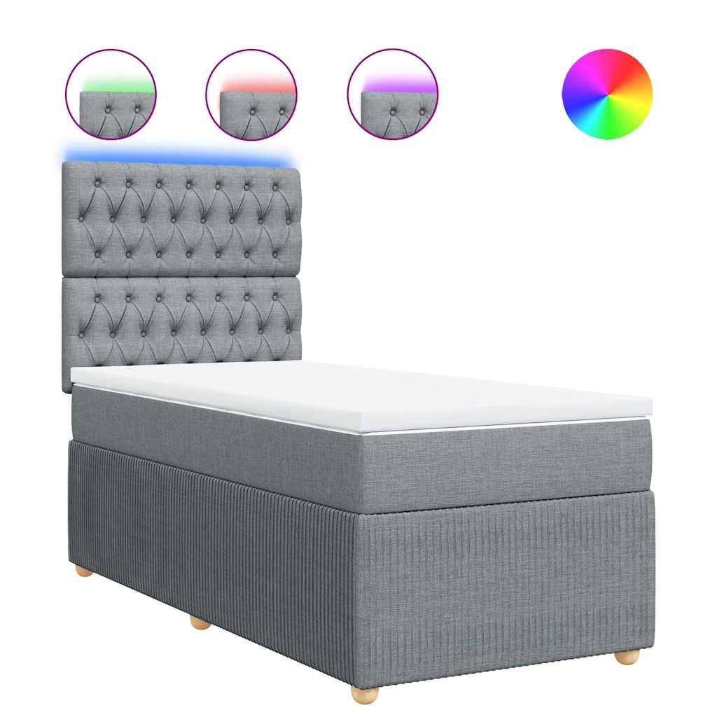 Thumbnail - vidaXL Boxspringbett mit Matratze Hellgrau 90x200 cm Stoff