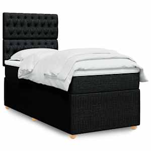 Box spring postelja z vzmetnico črna 90x200 cm blago