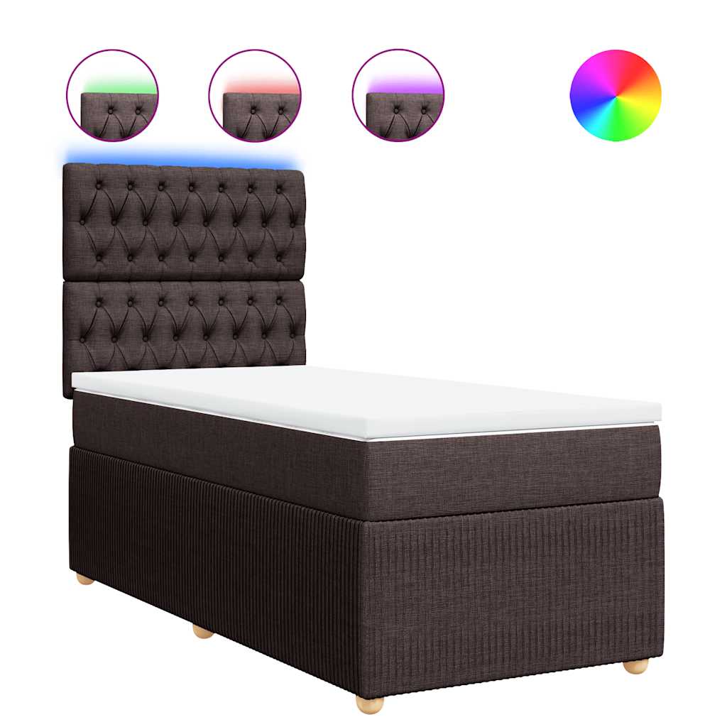 vidaXL Box spring postel s matrací tmavě hnědá 90x200 cm textil