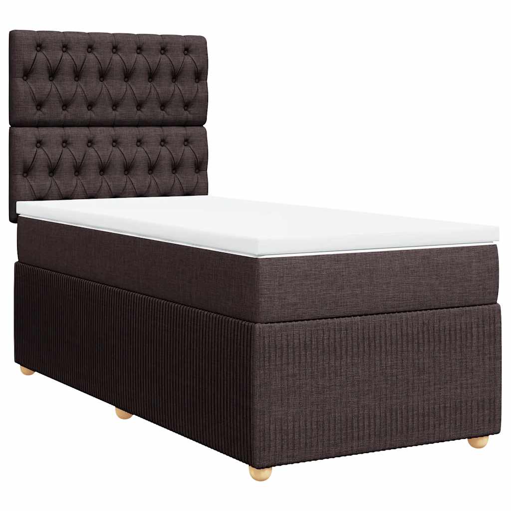 vidaXL Boxspring met matras stof donkerbruin 90x200 cm afbeelding