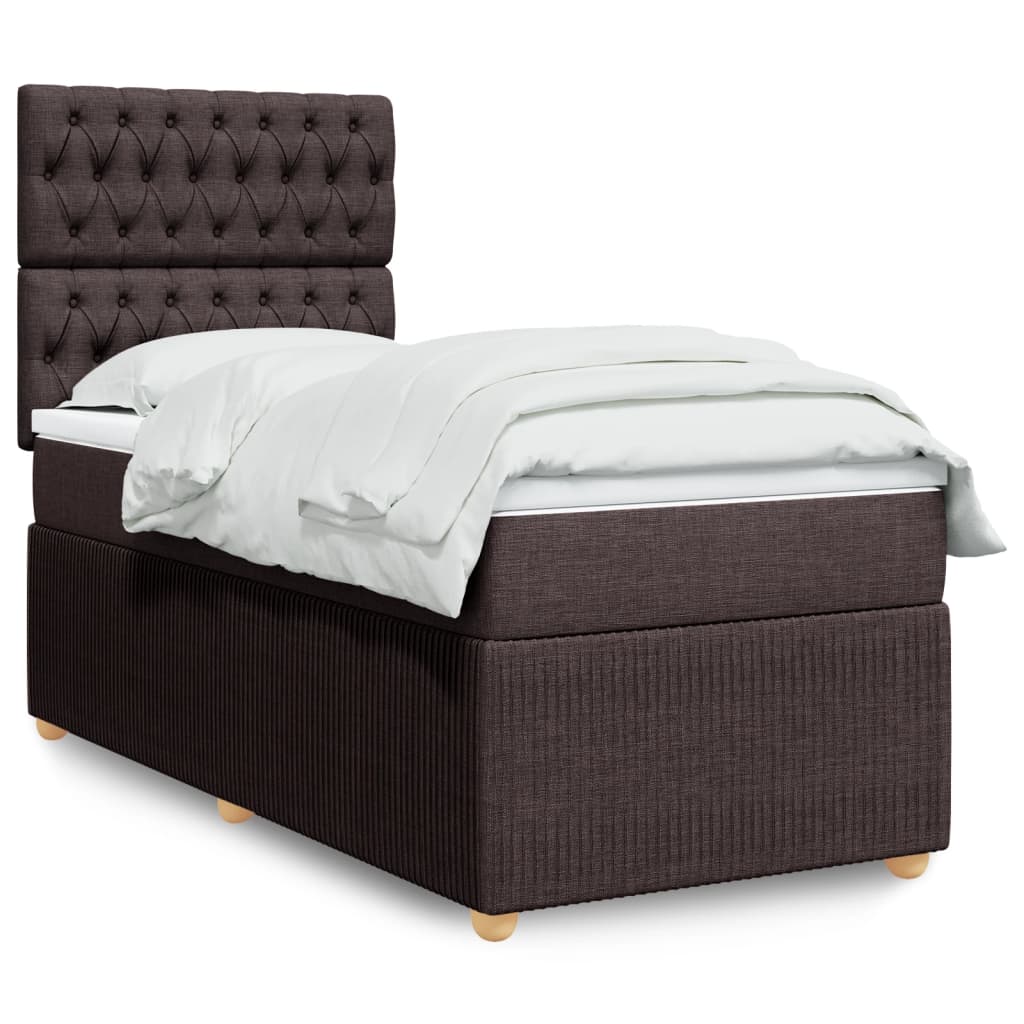 Boxspringbett mit Matratze Dunkelbraun 90×200 cm Stoff