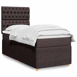 Box spring postelja z vzmetnico temno rjava 90x200 cm blago