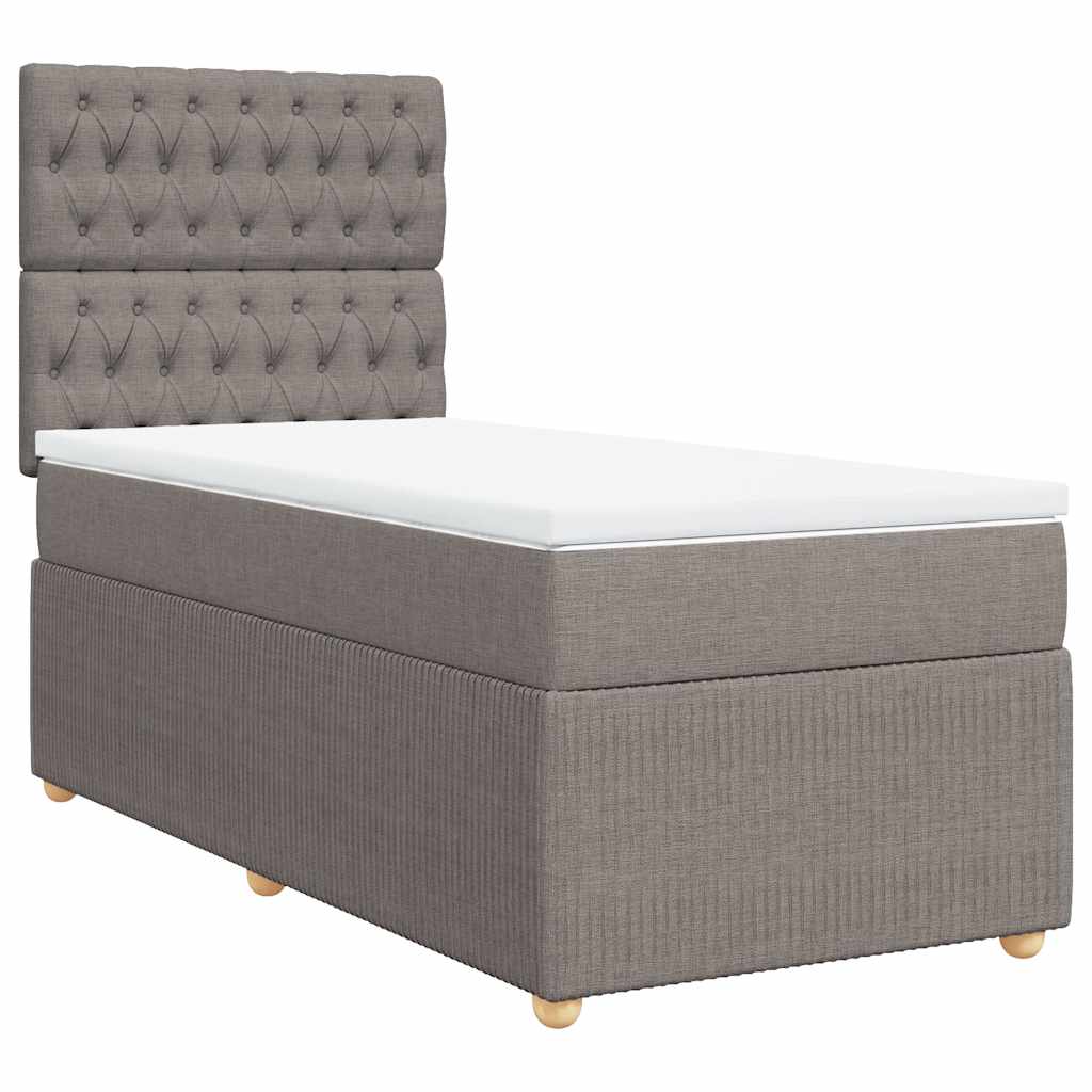 vidaXL Boxspring met matras stof taupe 90x200 cm afbeelding