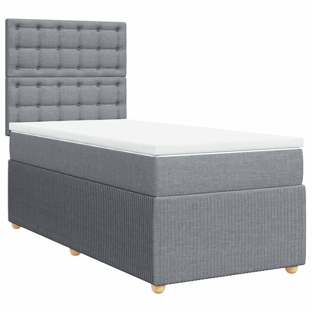 vidaXL Boxspring met matras stof lichtgrijs 90x200 cm afbeelding