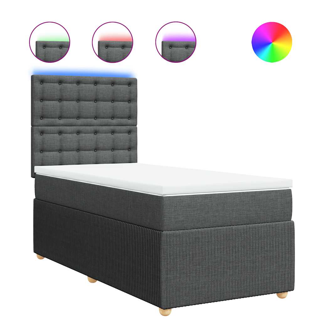 vidaXL Boxspring met matras stof donkergrijs 90x200 cm grijs, foto 3
