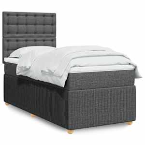 Box spring postelja z vzmetnico temno siva 90x200 cm blago