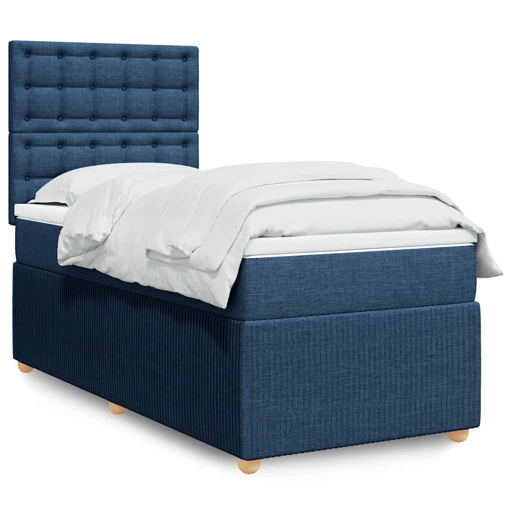 vidaXL Giroletto a Molle con Materasso Blu 90x200 cm inTessuto