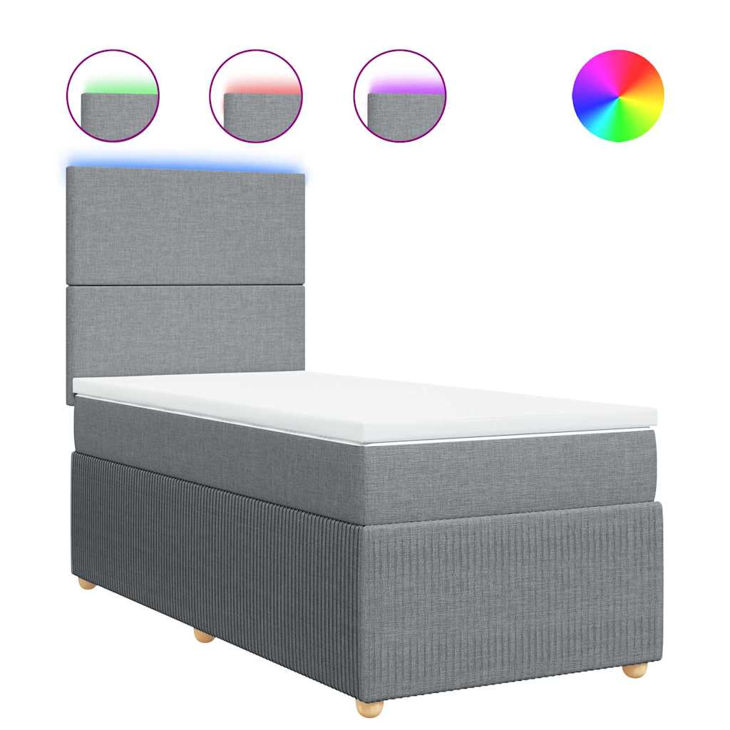 Thumbnail - vidaXL Boxspringbett mit Matratze Hellgrau 100x200 cm Stoff