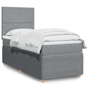 Box spring postelja z vzmetnico svetlo siv 100x200 cm blago