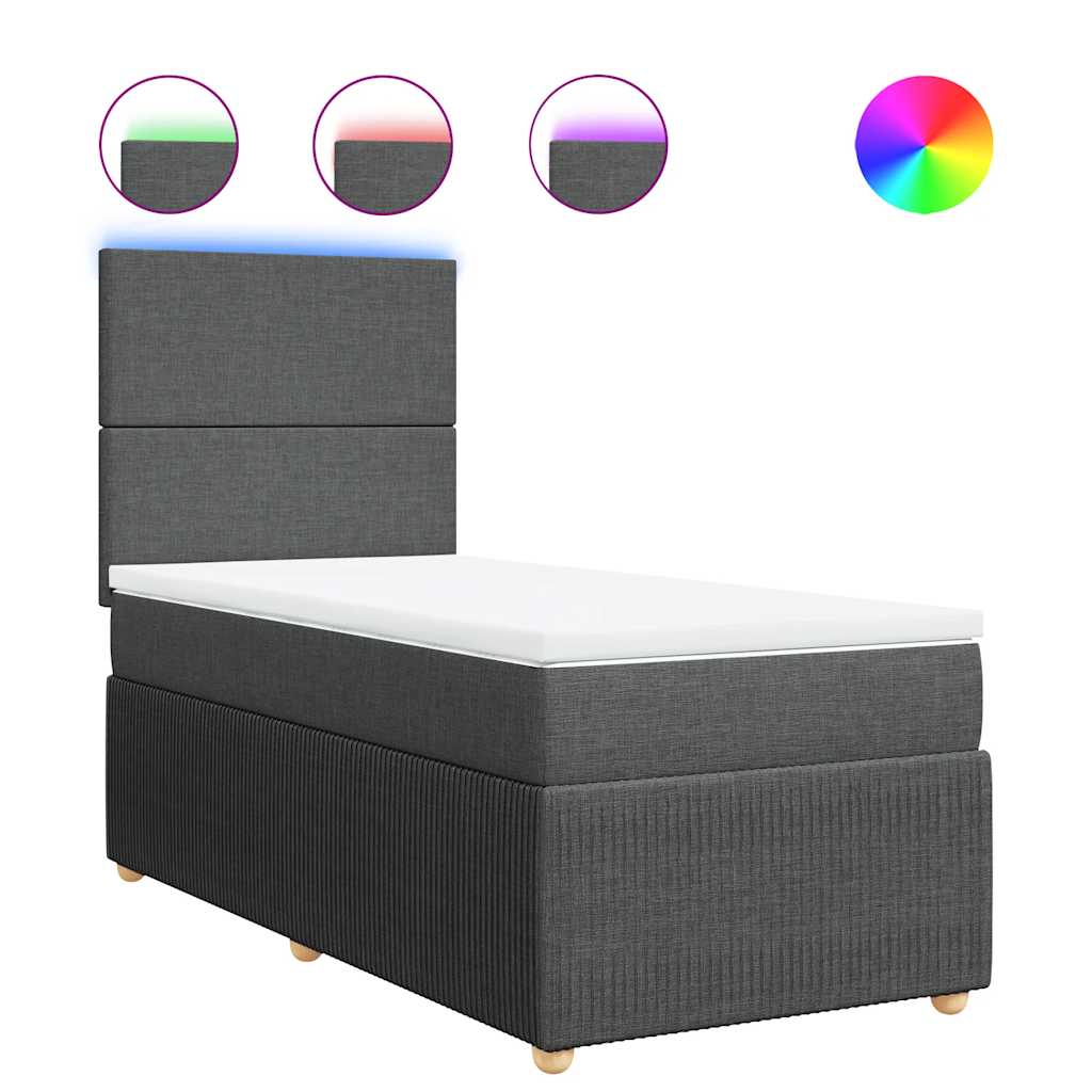 Thumbnail - vidaXL Boxspringbett mit Matratze Dunkelgrau 100x200 cm Stoff