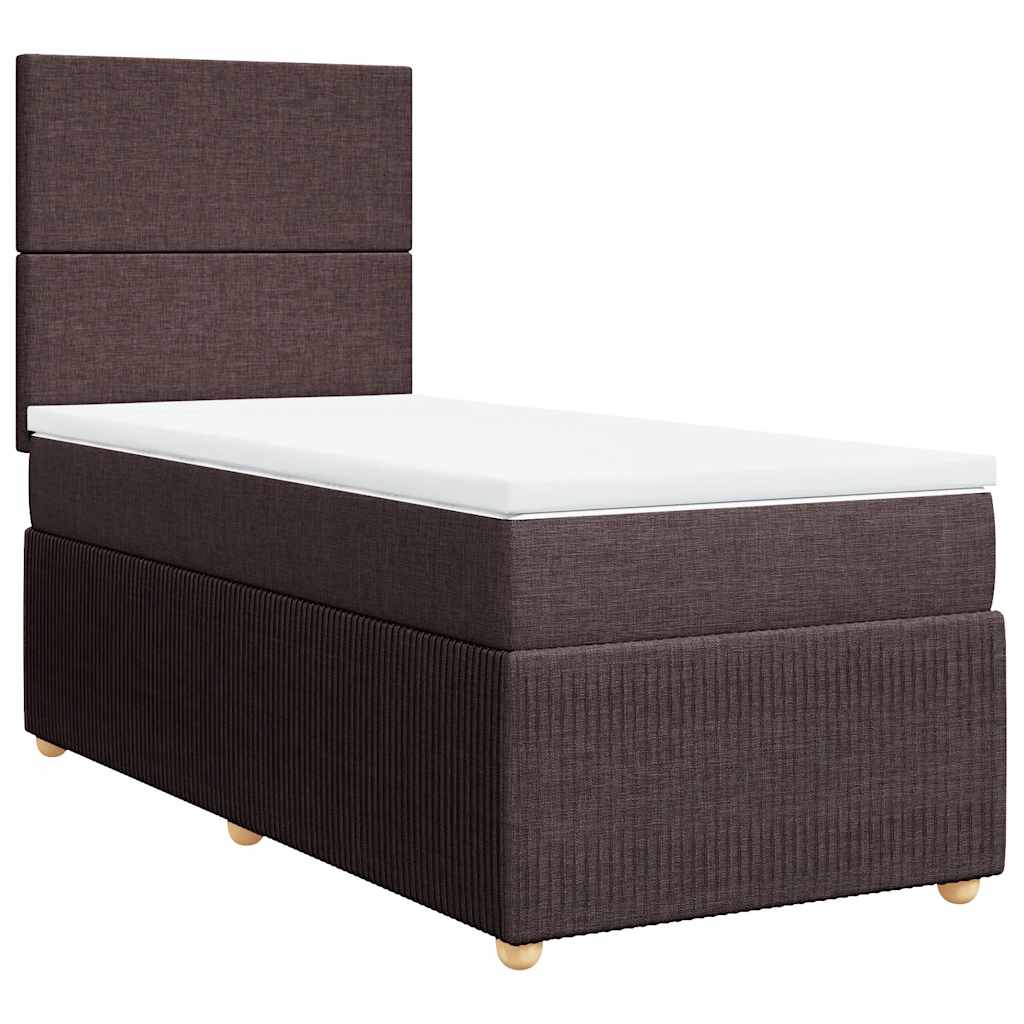 vidaXL Boxspring met matras stof donkerbruin 100x200 cm afbeelding