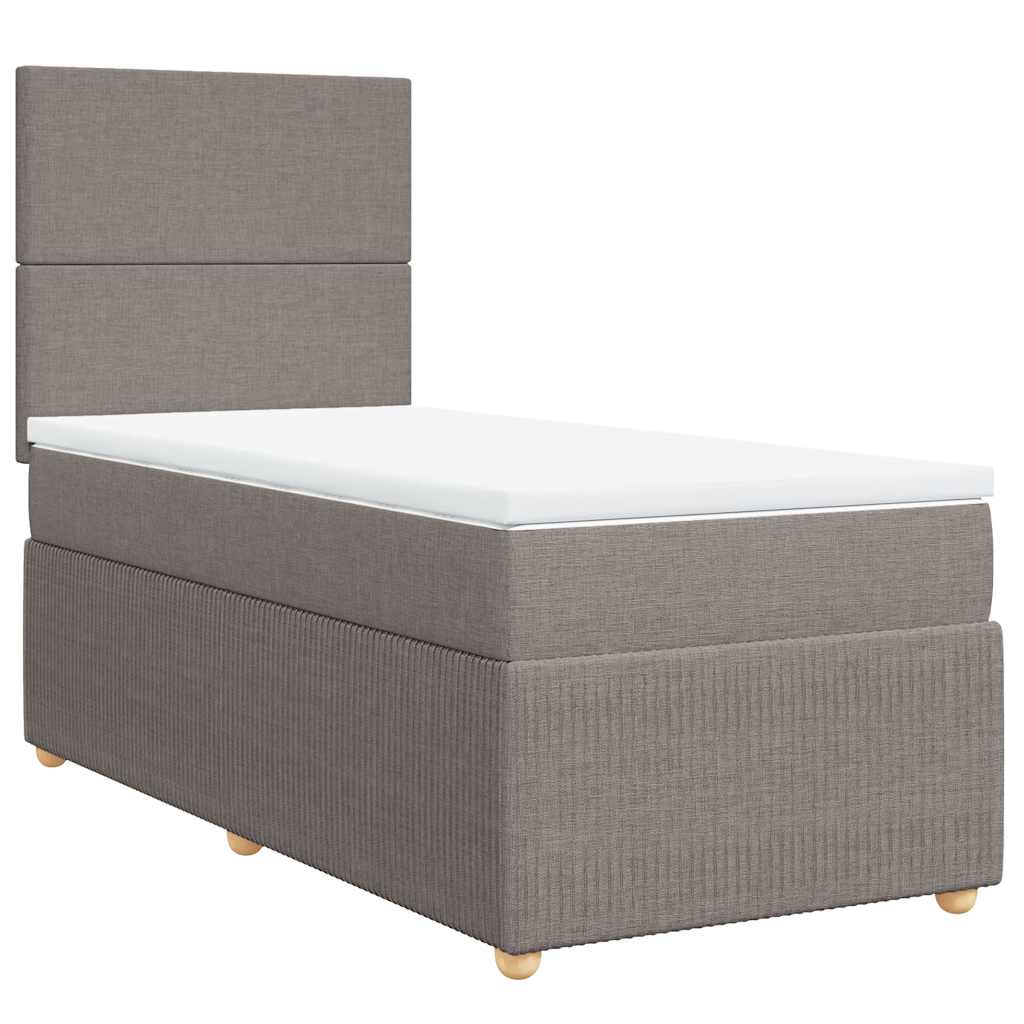 vidaXL Boxspring met matras stof taupe 100x200 cm afbeelding