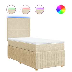 Box spring postel s matrací krémová 100 x 200 cm textil - obrázek 2