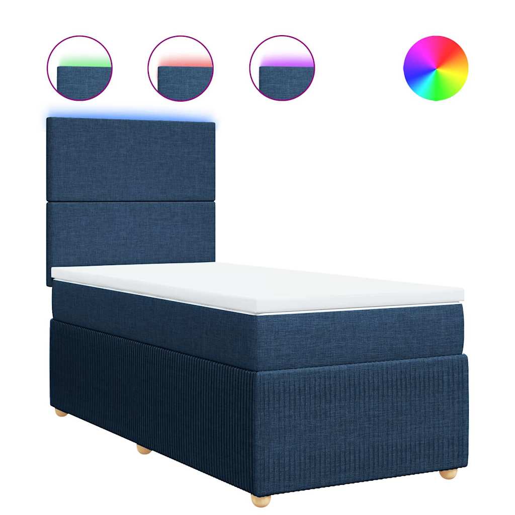 Thumbnail - vidaXL Boxspringbett mit Matratze Blau 100x200 cm Stoff