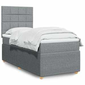Box spring postelja z vzmetnico svetlo siv 100x200 cm blago