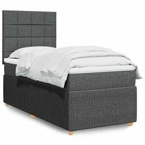 Box spring postelja z vzmetnico temno siva 100x200 cm blago