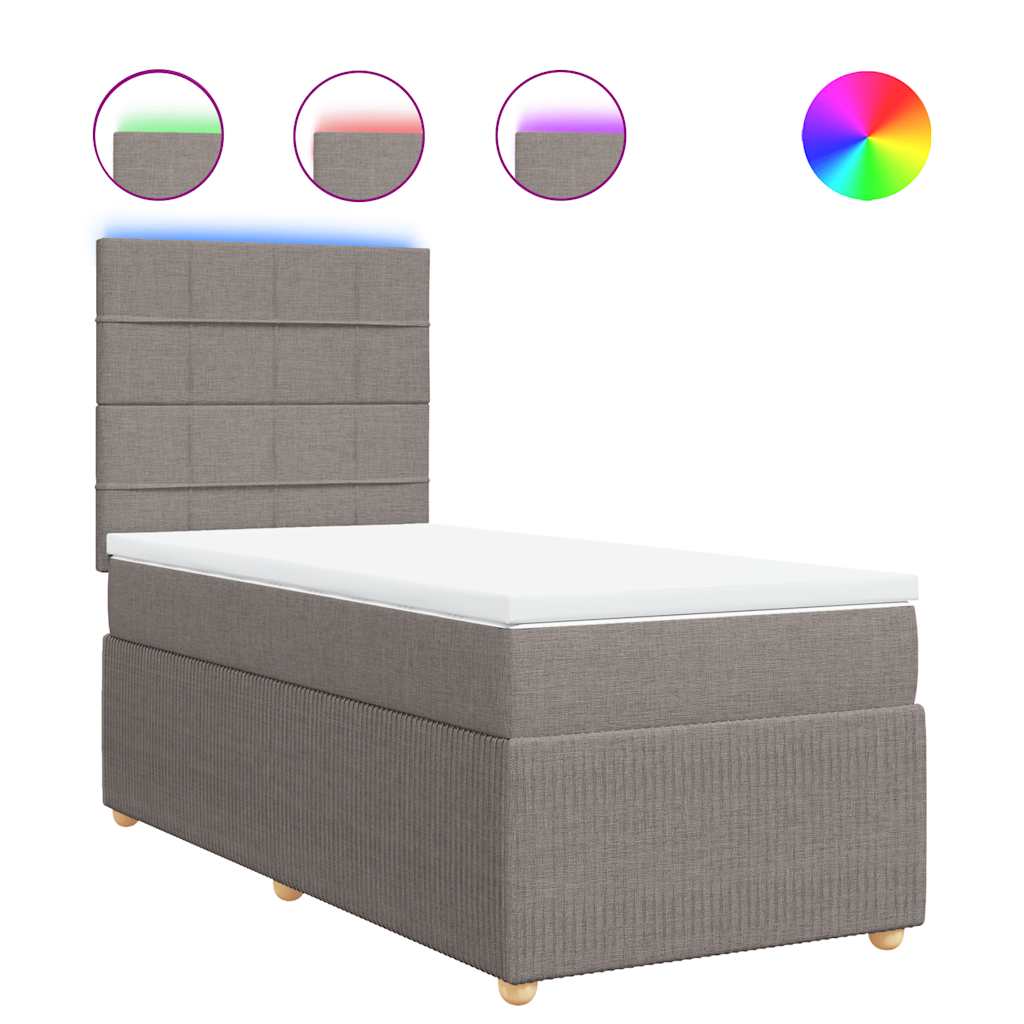 Thumbnail - vidaXL Boxspringbett mit Matratze Taupe 100x200 cm Stoff