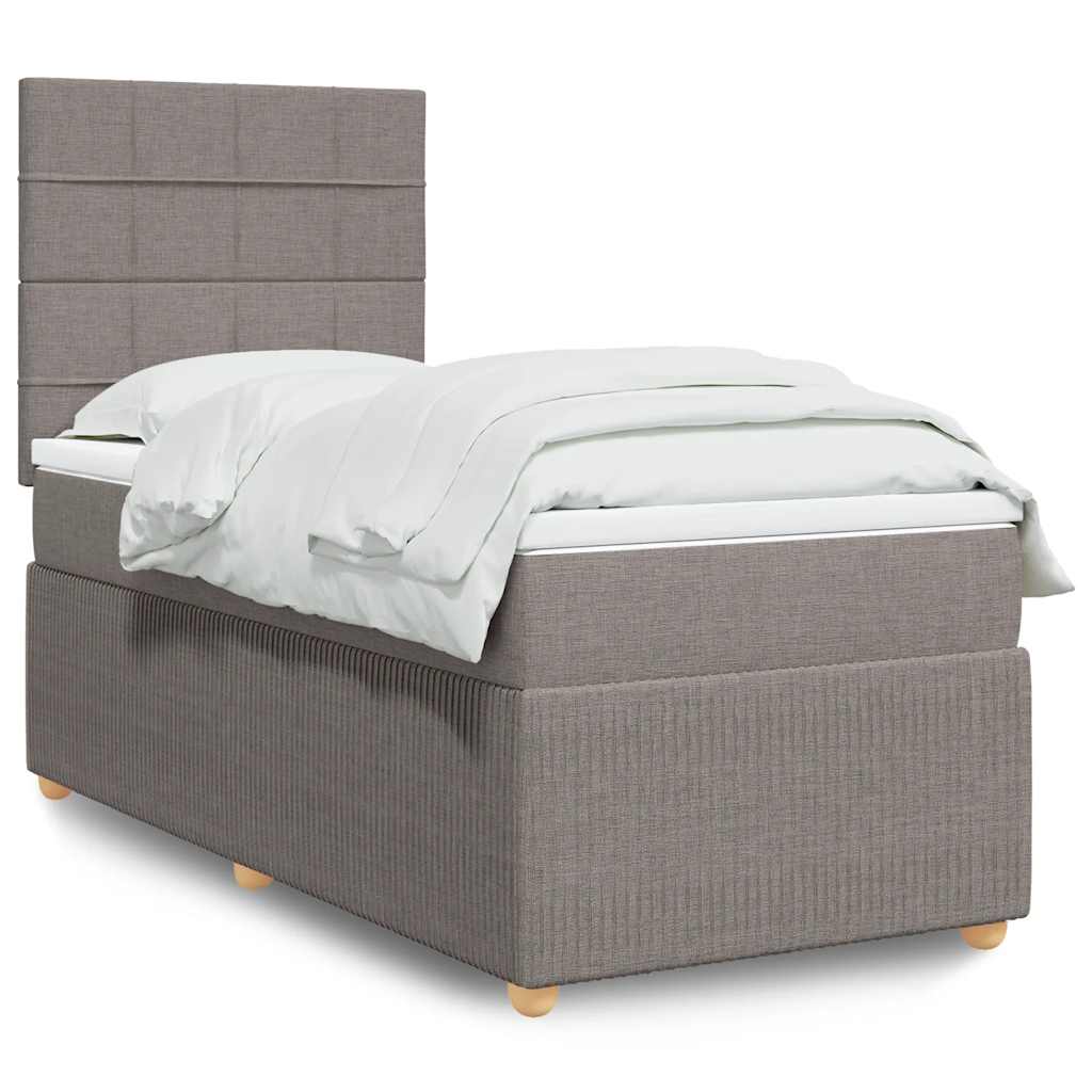 vidaXL Giroletto a Molle con Materasso Tortora 100x200 cm in Tessuto